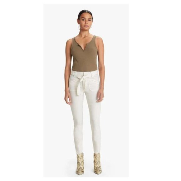 MOTHER Tie Patch Looker Ivory